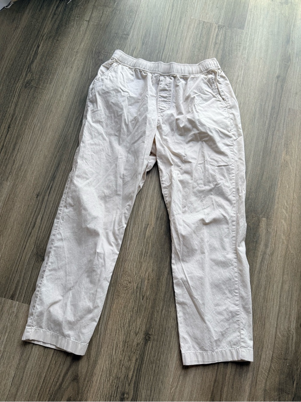 Casual Elastic Waist White Pants